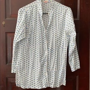 indian block print button down